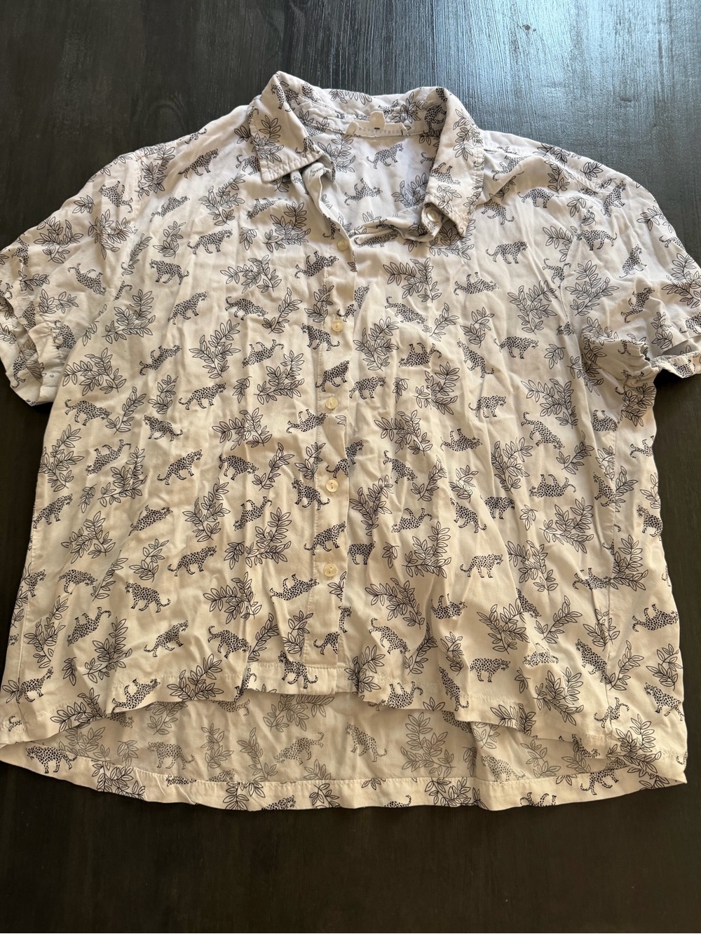 Jane + Delancey Safari Print Button Front Blouse Top Medium
